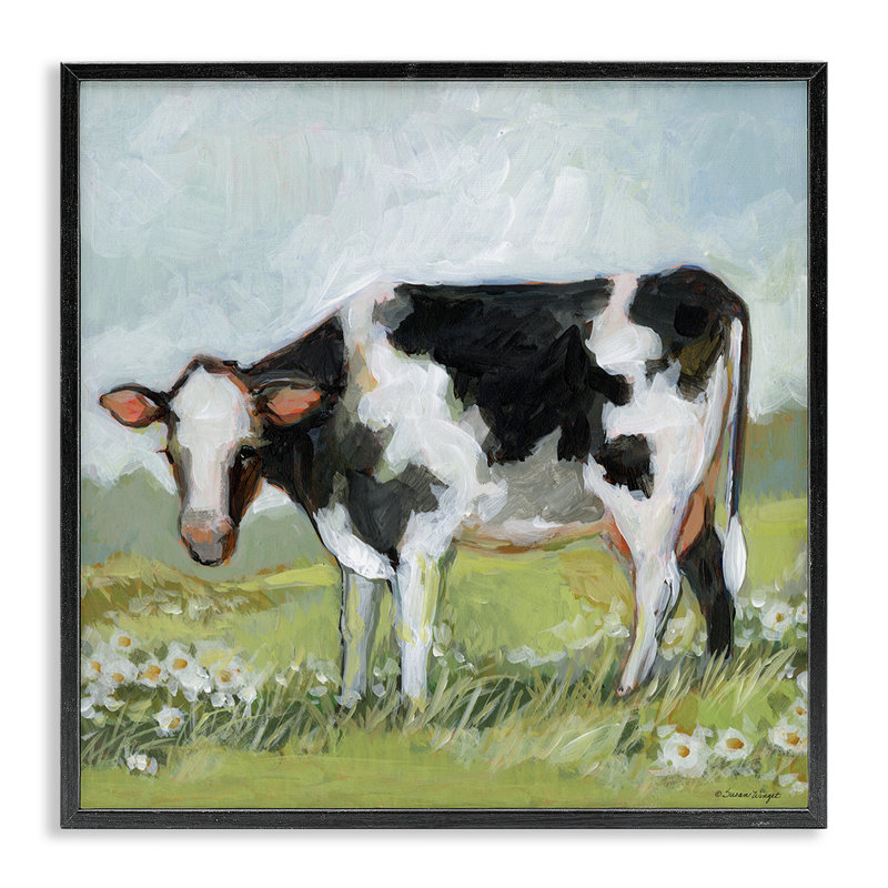 And Cow Framed Giclee Art, design by Susan Winget, Midnight Black Framed Giclee, 12" H x 12" W