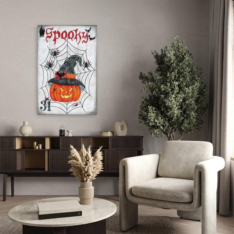 Art citrouille Spooky - citrouille d'Halloween contemporaine, H 36 po x l 24 po