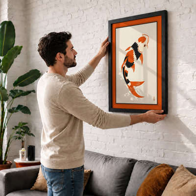 Koi in Motion Japandi - Framed Print