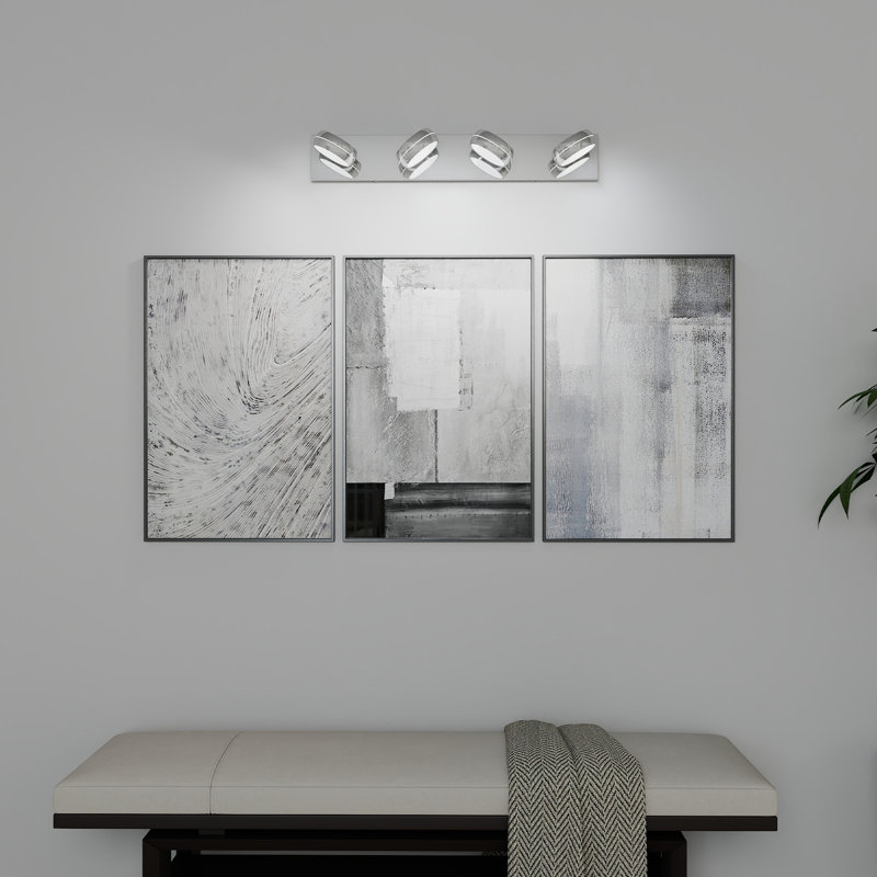 LED Vanity Light, Adjustable, Dimmable, Polished Chrome Modern, 4 Lights