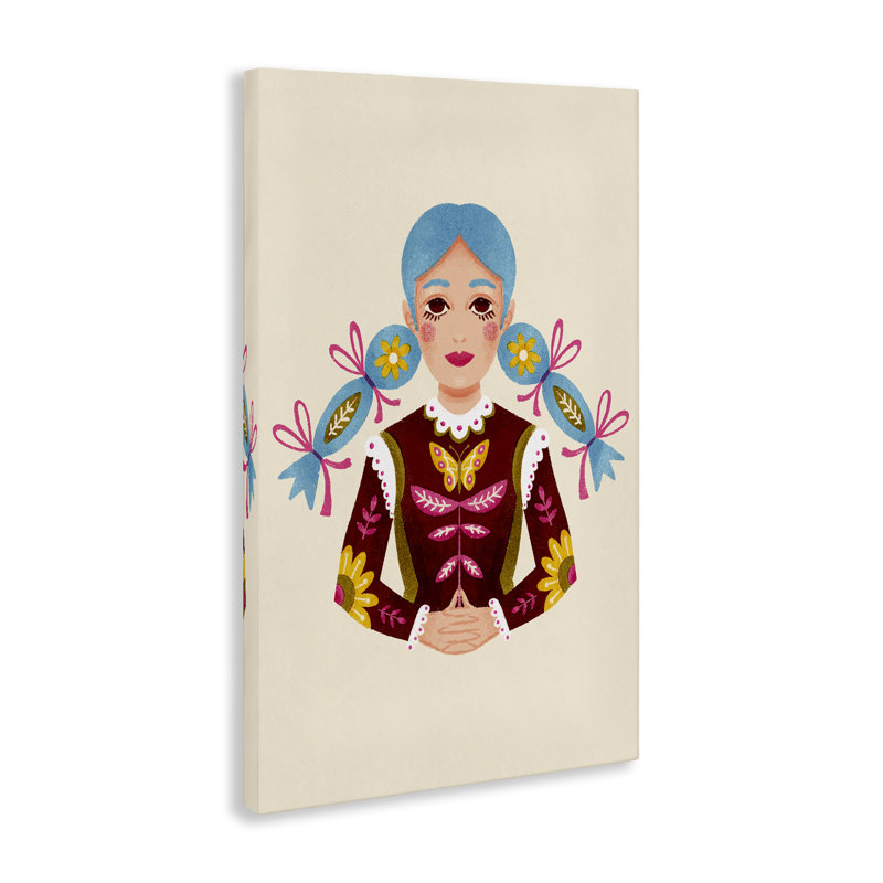 Toile «Blue Haired Girl Portrait», conception par Hannah Moren, H 24 po x l 16 po