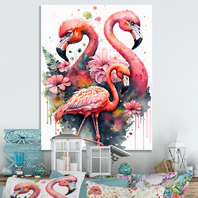 Mignonnes flamants roses - Peinture sur toile