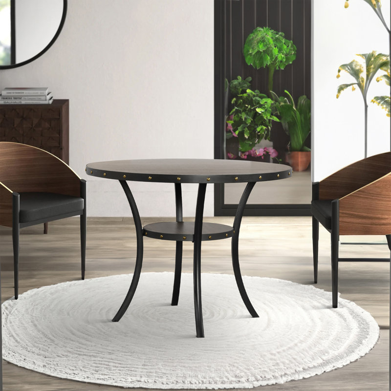 Table de bar ronde en bois 36 pouces avec pieds évasés, gris, L 48 po x l 48 po, Hauteur du comptoir (hauteur de 36 po), Grey