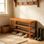 Banc de rangement pour chaussures à 2 niveaux en bambou, banc de rangement pour chaussures avec étagère de rangement, organisateur à surface plane pour vestibule, vestibule et buanderie