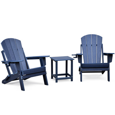 Chaise et table pliantes toutes saisons, pelouse de patio pour les loisirs de plein air, bleu marine, chaleur, petits jardins empilables de 2, jardin, cour arrière, balcon, conception ergonomique, résistance à l'eau