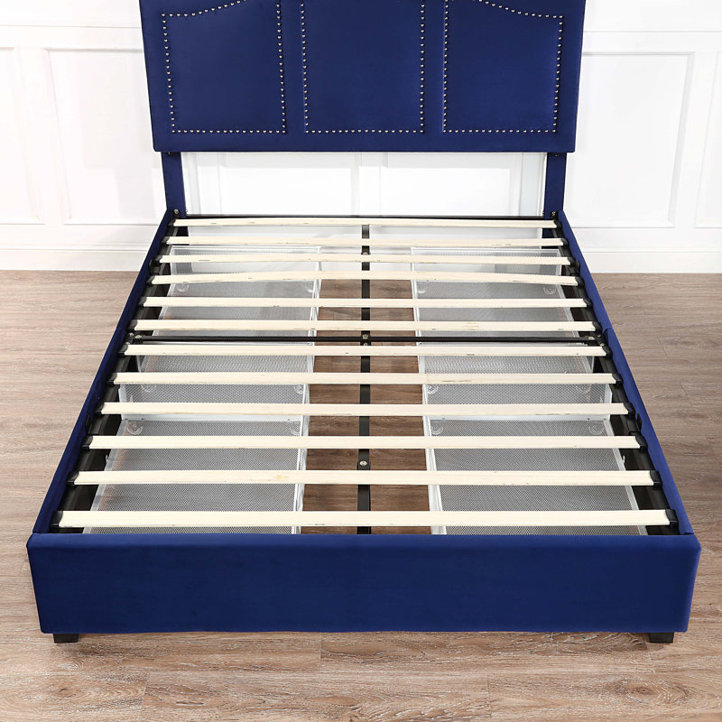 Lirette Upholstered Platform Storage Bed, Full, Navy