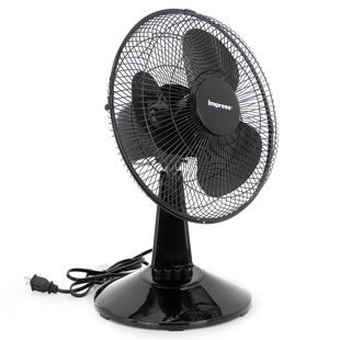 12 Inch 3 Speed Oscillating Table Fan in Black
