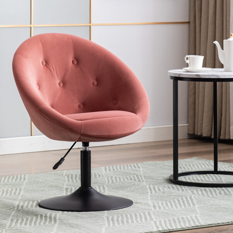 Velvet Swivel Barrel Chair, Pink