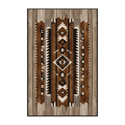 Washable Barnwood Plank Southwestern Area Rug