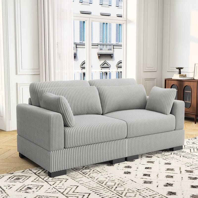 2 Seater Corduroy Loveseat, Grey