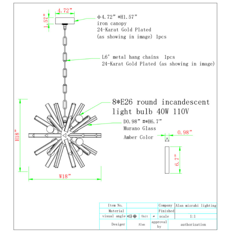 Lustre en laiton 12 lumières Murana, Nickel poli, Clair, 52” Length x 52” Width x 52” Height