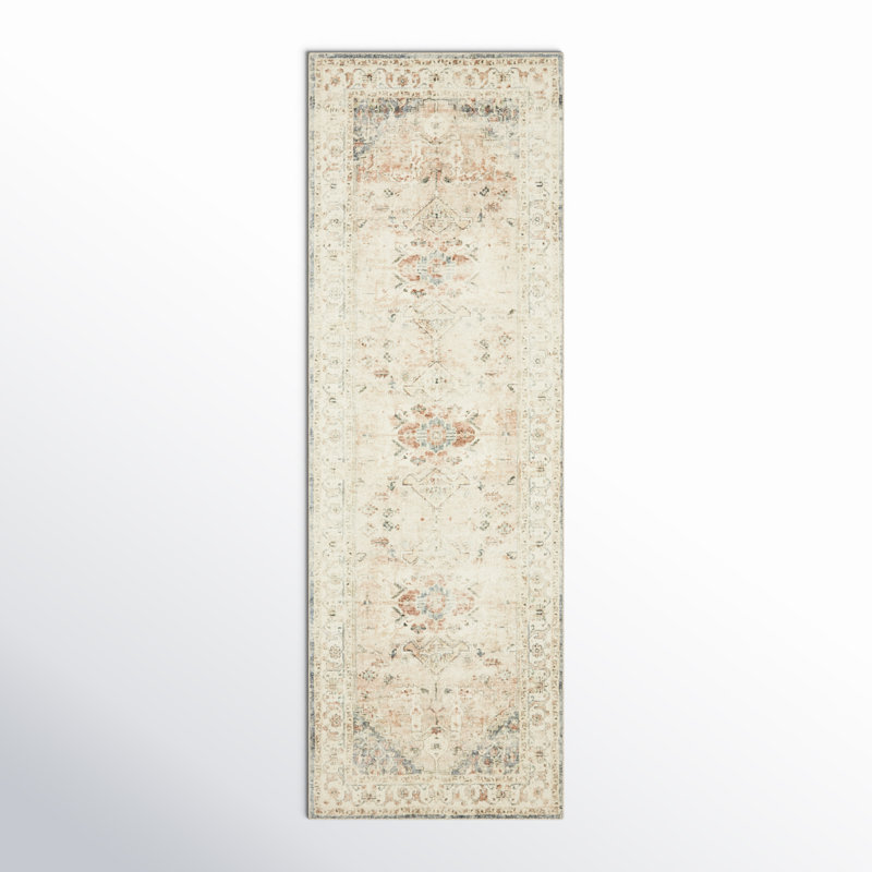Tapis oriental argile / ivoire / bleu gris Sonny Mcclellan, Tapis de couloir 2 pi 6 po x 7 pi 6 po