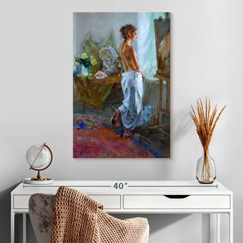 Leisha à la fenêtre II, H 30 po x l 20 po
