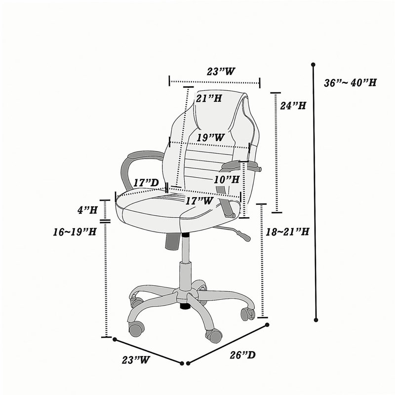 Black faux leather office chair, Black