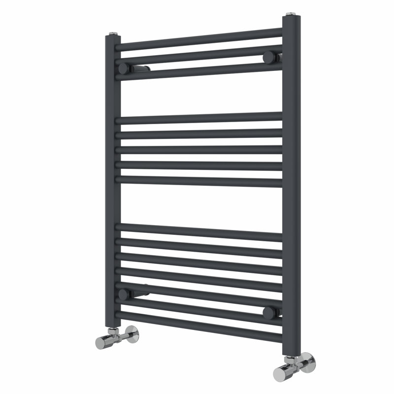 Wiest Straight Heated Towel Rail Radiator Bathroom Ladder Warmer, Anthracite, 80cm H x 60cm W x 3cm D, Straight Towel Rail
