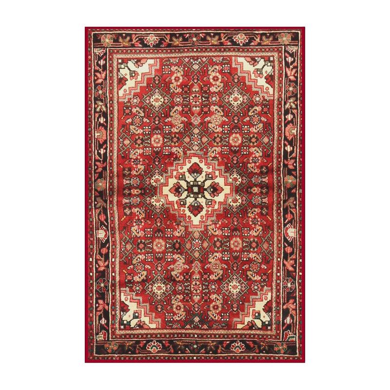 Tapis traditionnel rouge / noir, Rectangle 4 pi x 6 pi