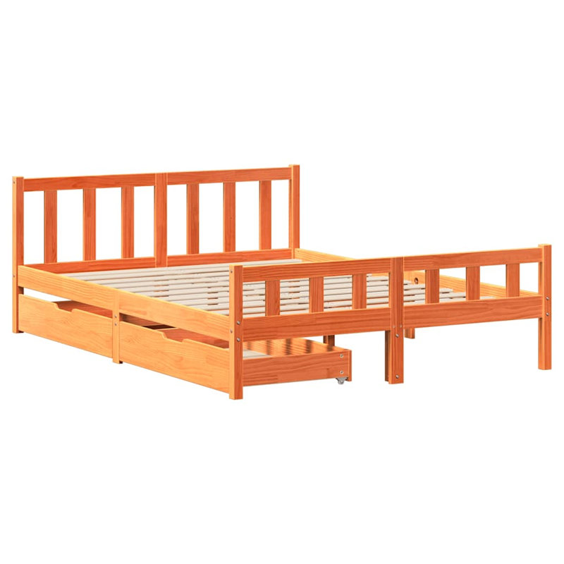 Loraine Solid Wood Bed, White, 165.5 x 205.5 cm