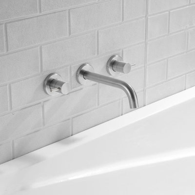 Robinet de baignoire mural 3 trous avec bec pivotant Robinet de baignoire 2 poignées Robinet de baignoire en acier inoxydable avec valve