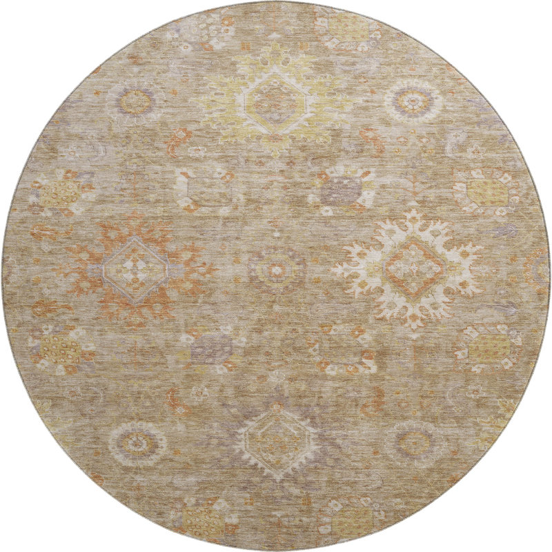 Premium Machine Washable Mayfield AMF1927 Global Rug, Round 8'