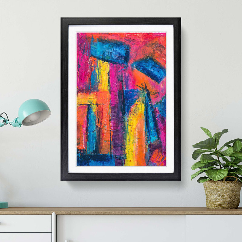 Abstract Art Painting Vol.287 by S.Johnson - Framed Print, Black Framed, 48cm H x 36cm W x 2cm D