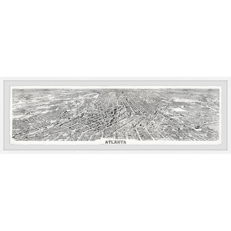 Old Atlanta Aérien - Cadre photo, impression sur papier, H 15 po x l 45 po x P 1,5 po, Cadre blanc