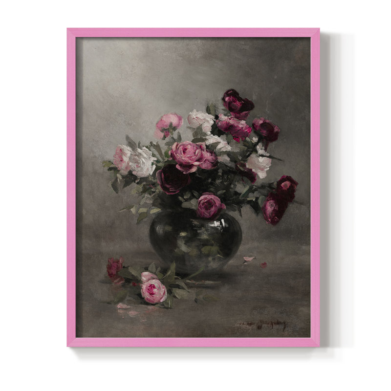 Vintage Floral Print CCLVII Framed Print - Solid Wood, H 11 po x l 9 po, Rose