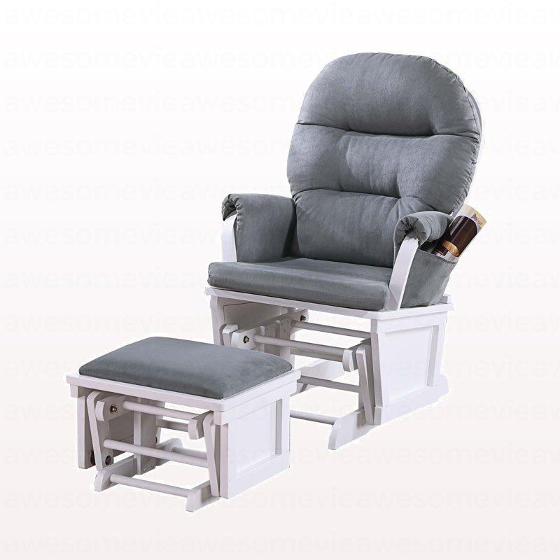 Fauteuil oscillant avec repose-pieds en microfibre gris, Blanc, Gris foncé