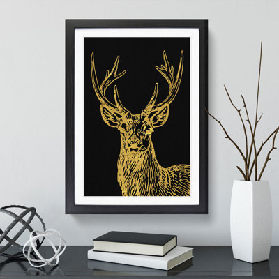 Golden Stag - Picture Frame Graphic Art