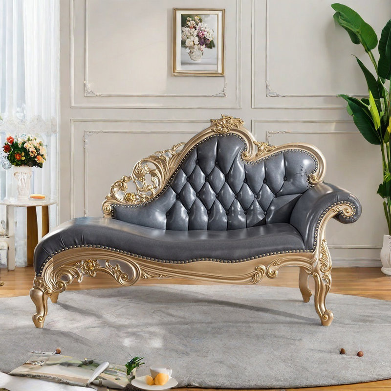 Canapé de luxe en bois massif American, Grey, Doré