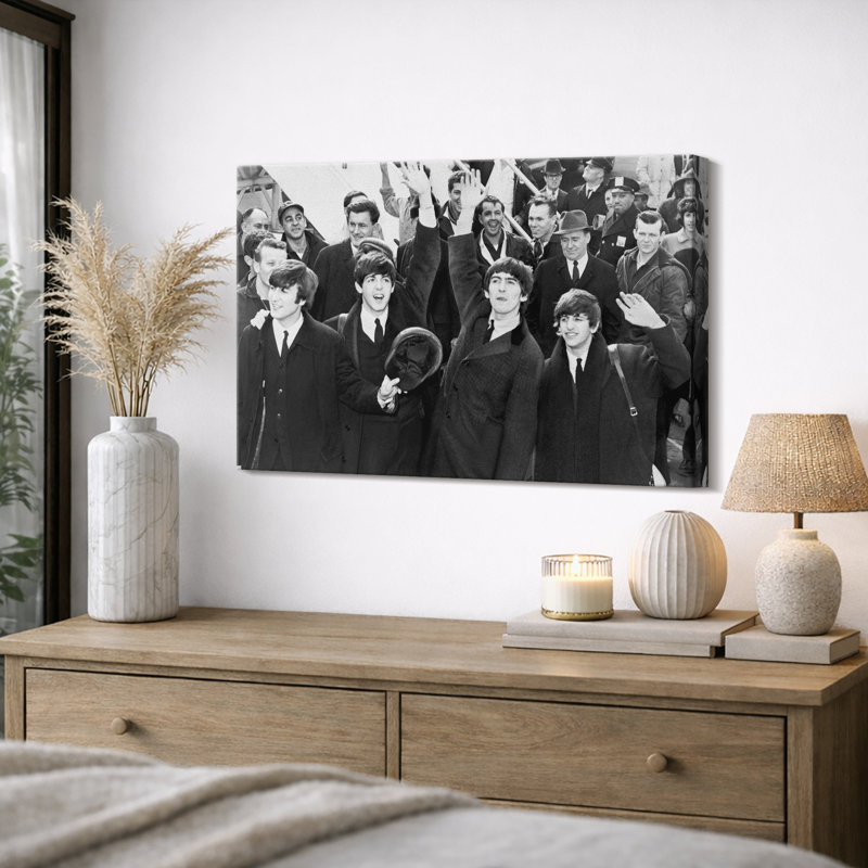 «The Beatles arrivée foule scène», photos de salon, impression sur toile, impression numérique sur toile encadrée.
