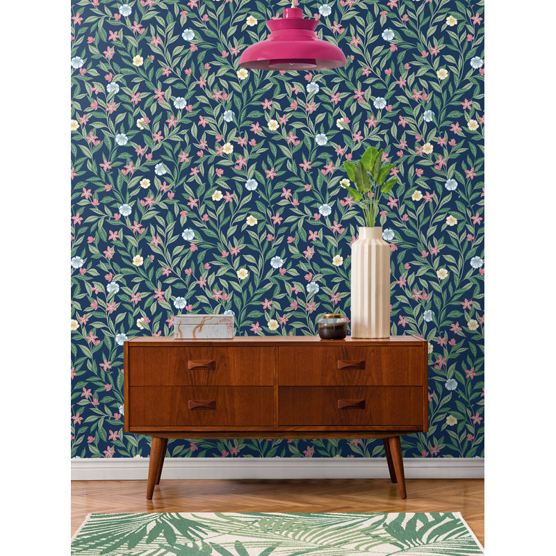 Rouleau de fleurs Addilee, Bleu marine / vert / rose / jaune