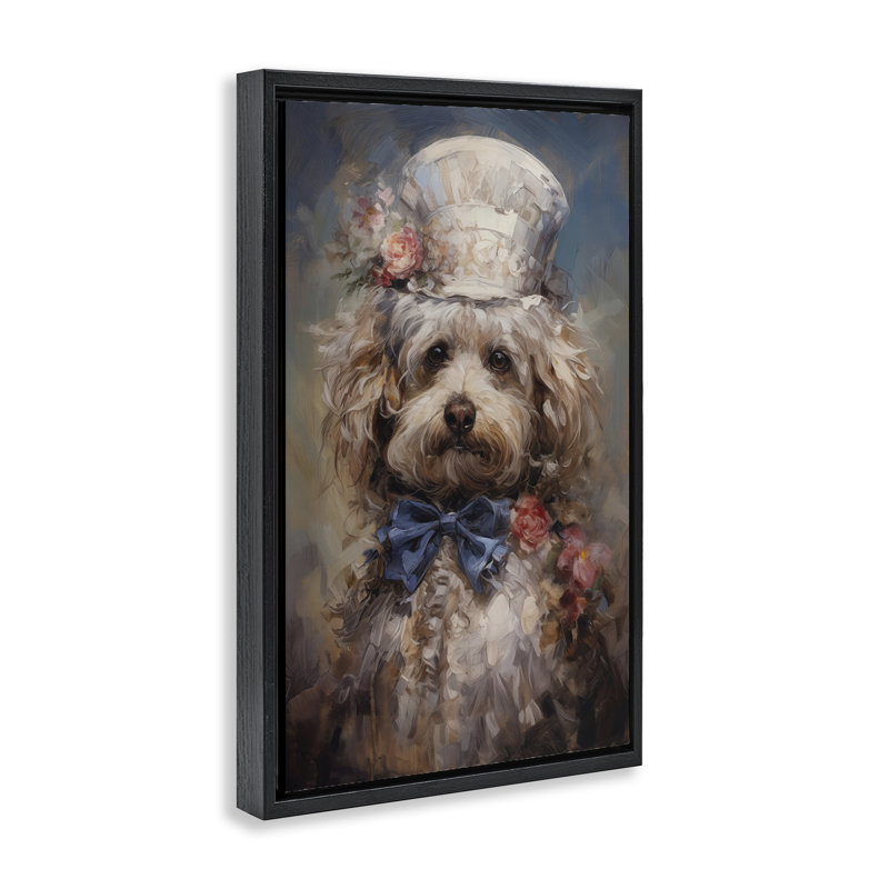 Cadre flottant Victorian Era Labradoodle, design par Wumples, Cadre flottant noir de jais, H 25 po x l 17 po