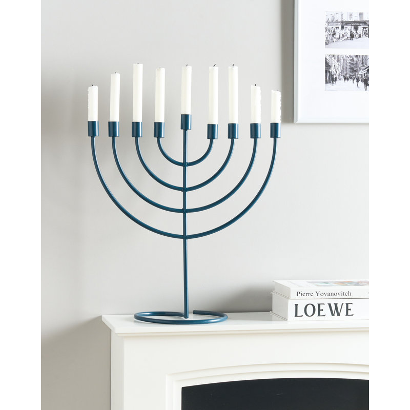 AMORA 50Cm Metal Tabletop Candelabra, Blue
