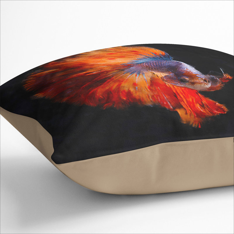 The Siamese Fighting Fish Scatter Cushion with Filling, 55cm H x 55cm W x 20cm D, Stone