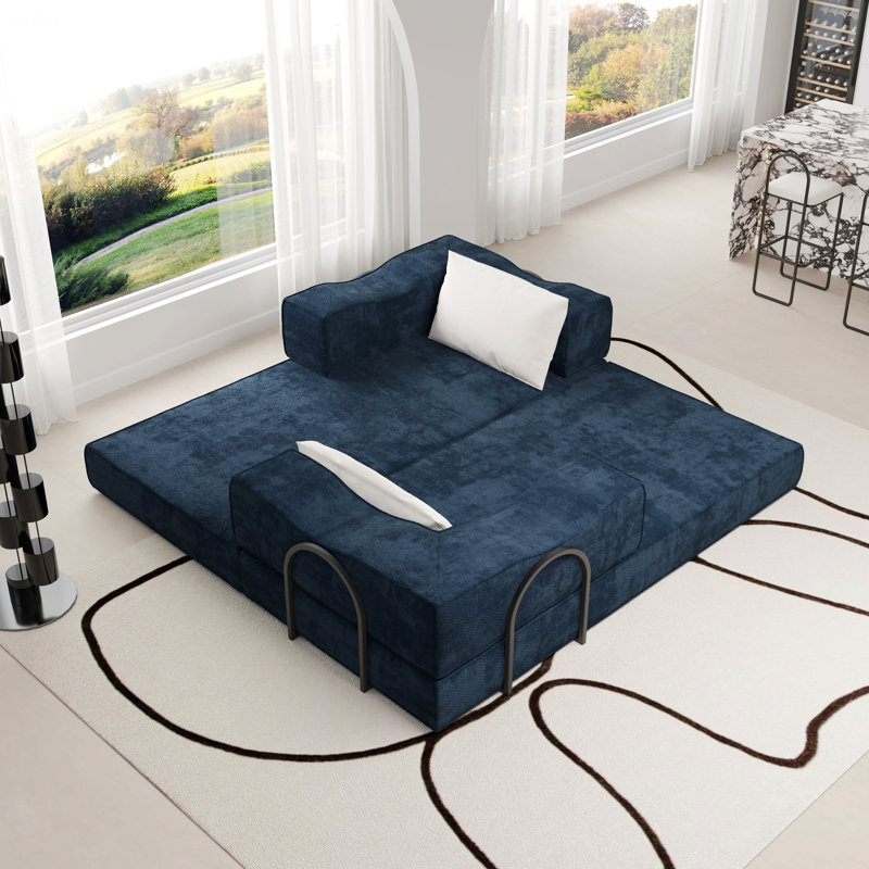 Canapé de style moderne pour intérieur, convertible et convertible à 3 places avec combinaison de bricolage, comprenant deux coussins, idéal pour économiser de l'espace et pour une utilisation polyvalente