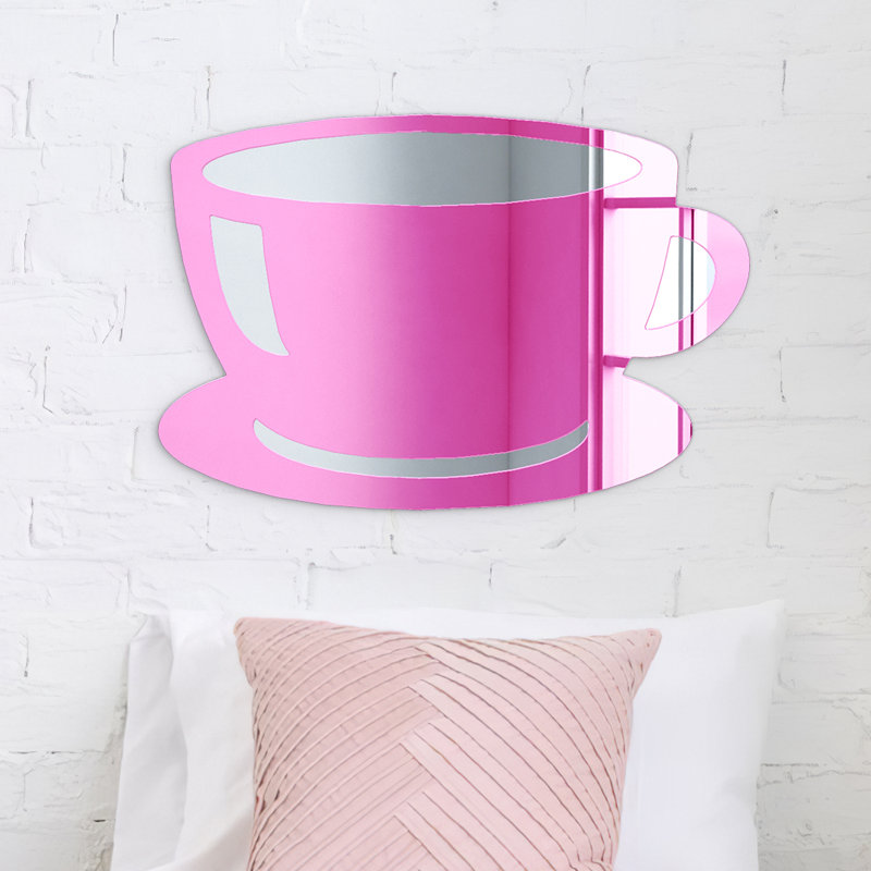 Décoration murale en forme de tasse à café Daziel, H 11 po x l 16 po x P 1 po, Rose