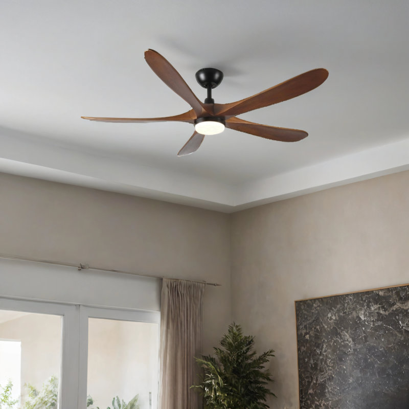 5 blade solid wood 52 inch ceiling fan light, 62"