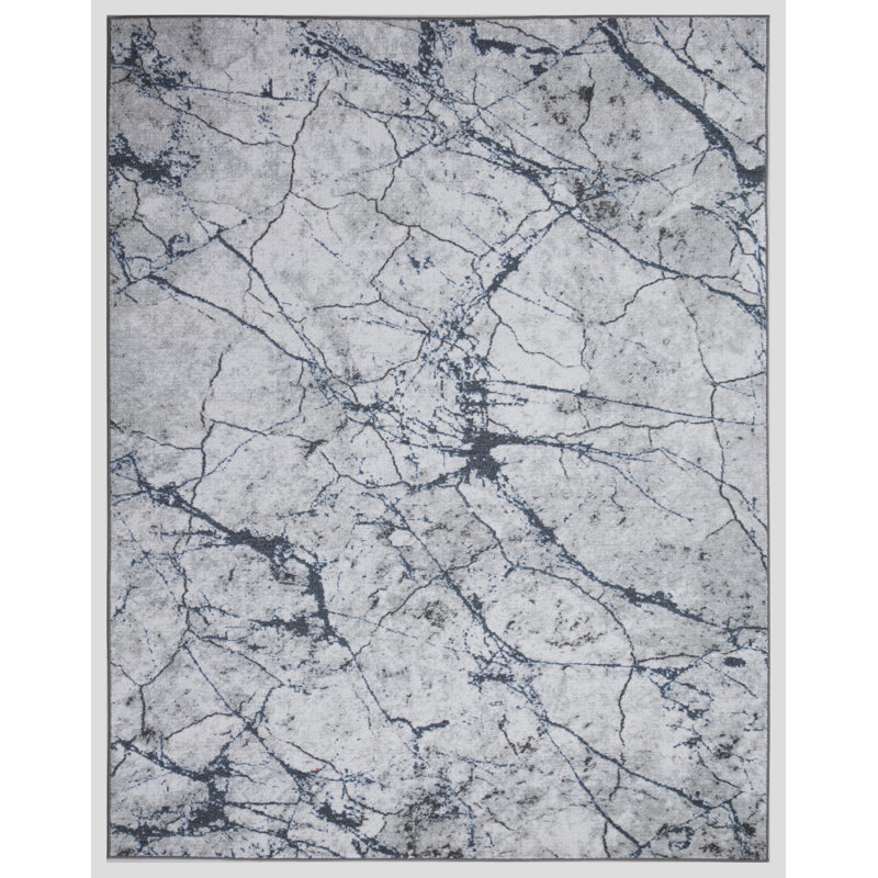 Lyanne Washable Non-Slip Marble Area Rug, Rectangle 7'10" x 10'