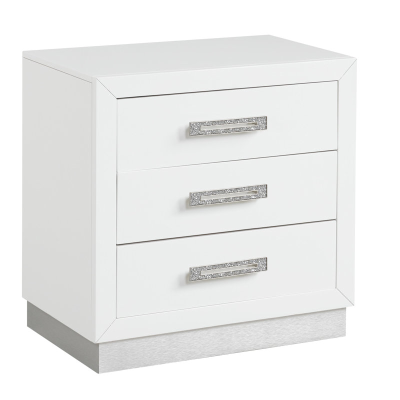 Table de chevet blanc laiteux 3 pour une chambre à coucher confortable