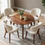 Chaise de salle à manger rembourrée beige de style milieu du siècle, dossier incurvé, revêtement en lin et pieds en bois massif naturel, ensemble de 4-1559227253-1559227248