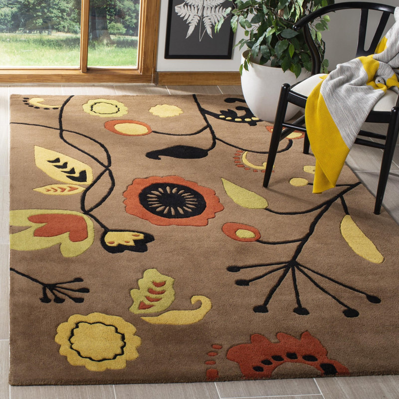 Soho Hand Tufted Wool And Viscose Floral Rug, Rectangle 7'6" x 9'6"