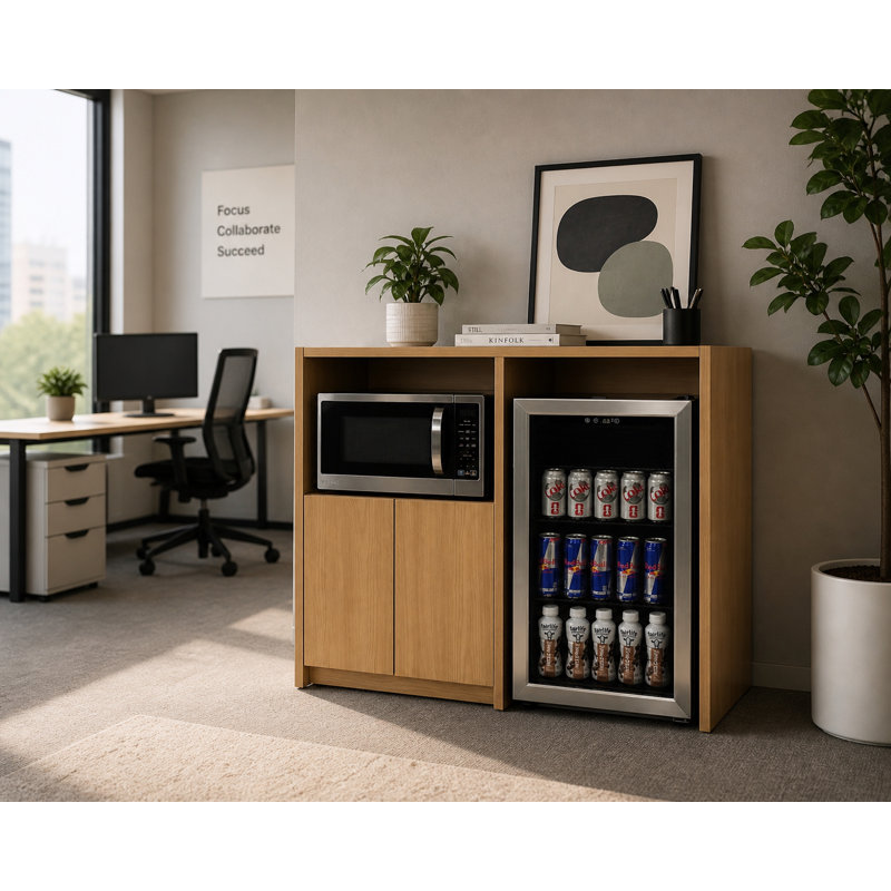 Armoire à rafraîchissement de qualité commerciale avec espace pour micro-ondes et réfrigérateur de 46 po - Rangement pour salle de pause prêt à assembler
