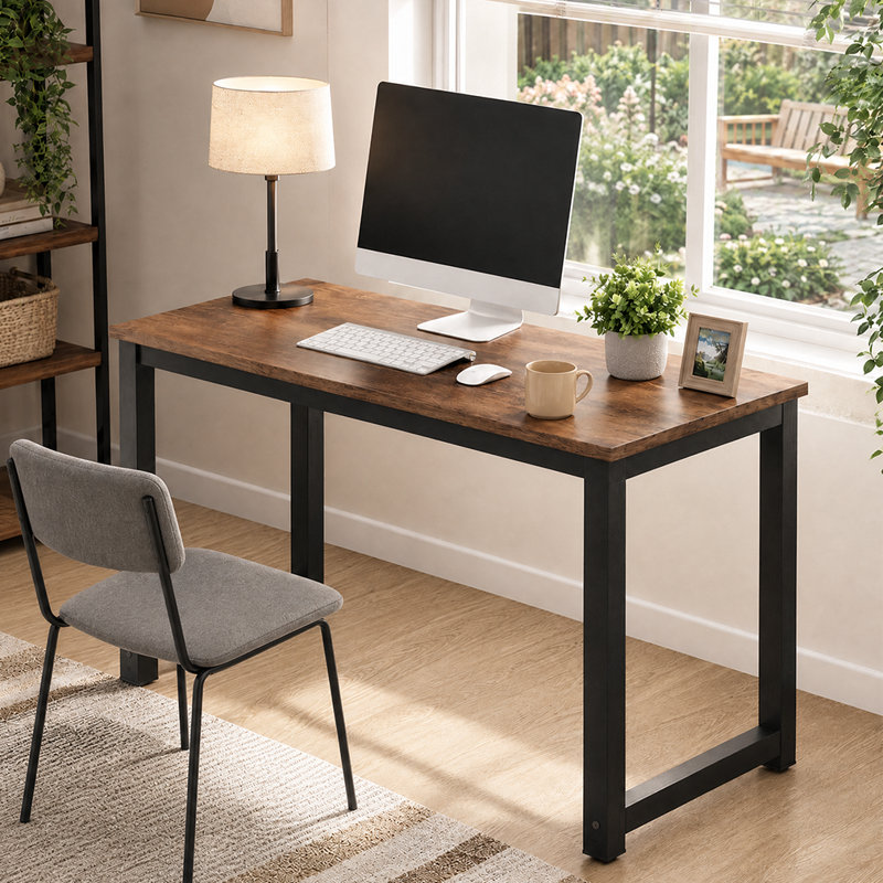 Bureau d'ordinateur 47 po, 47 * 23,6 pouces, Brun et noir
