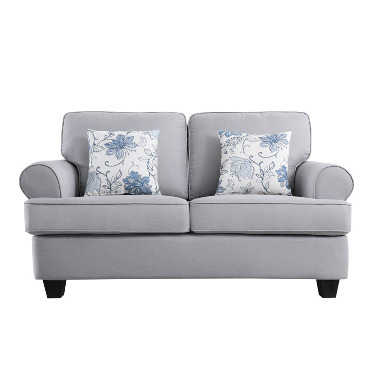 Ashkum 63" Linen Loveseat with Reversible Cushions, Light Gray
