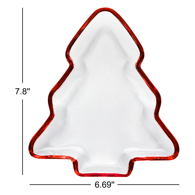 Christmas Tree Red Rim Serving Tray