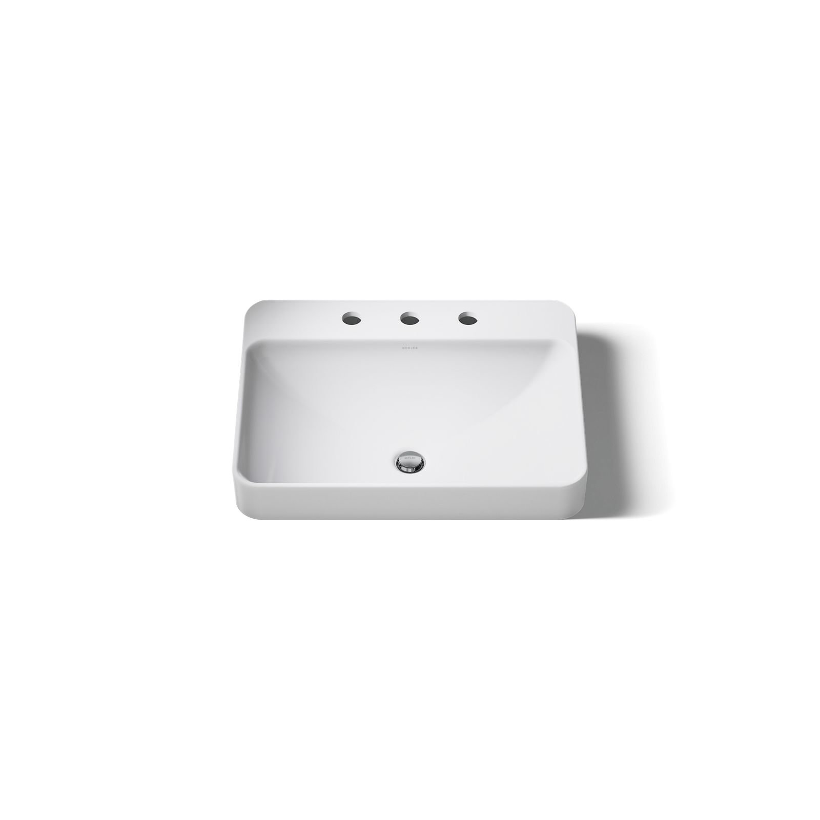 Vox Vitreous China Rectangular Vessel Bathroom Sink with Overflow, White, 3