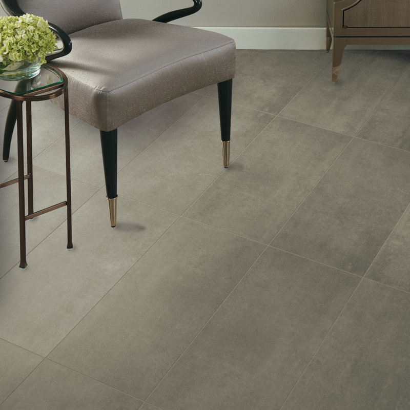 High Street Semi-Polished 12'' W x 24'' L Porcelain Concrete Look Singular Tile, Steel