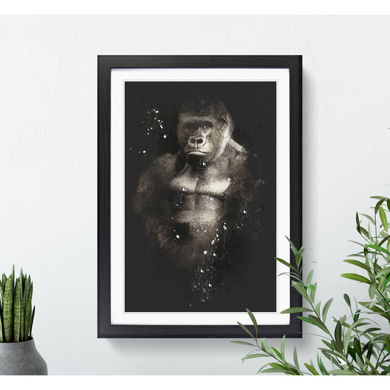 Silverback Gorilla Vol.2 Paint Splash - Picture Frame Graphic Art, 48cm H x 36cm W x 2cm D, Black