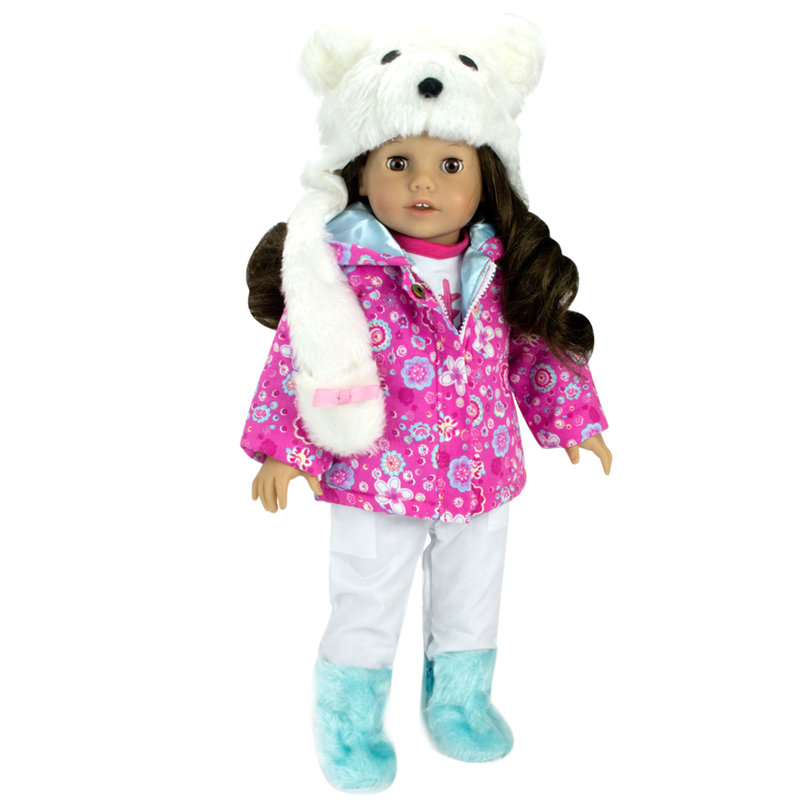 Doll Print Parker, Snowboard Pants, Fur Boots, and Polar Bear Hat