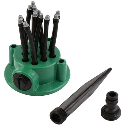A chopper Garden Sprinkler 360 Degree Garden Automatic Rotating Multi- Sprinkler Garden Sprinkler Large Area Coverage Adjust Weighted Gardening Watering System